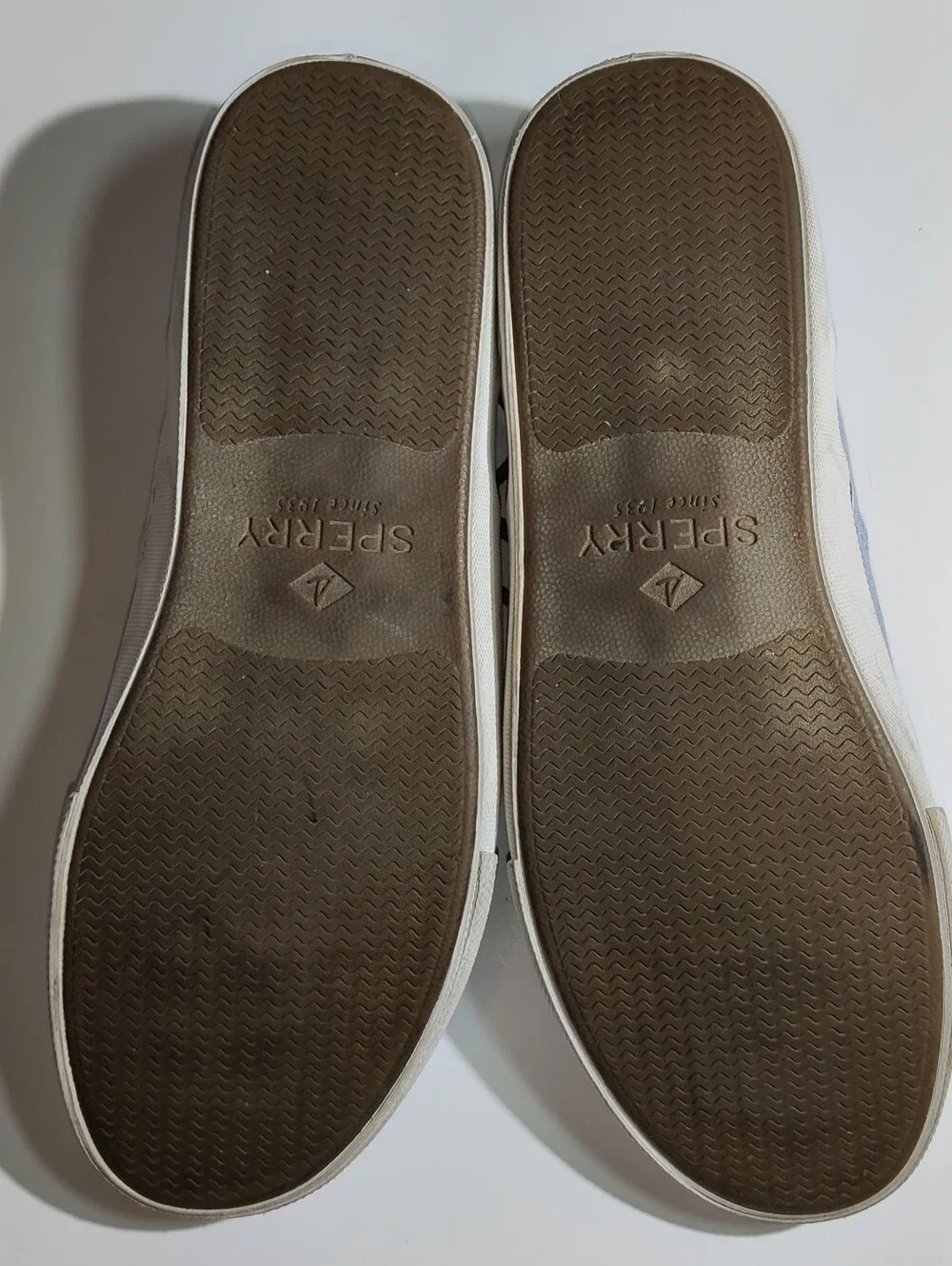 SPERRY Top-sider Baby Blue Canvas White 2-eye Boat Shoes Mens 11.5 Nautical